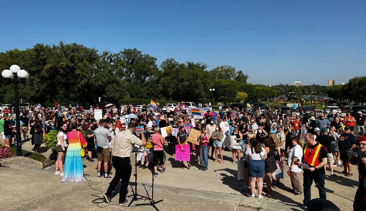 Crowd gathers outside Legislative Building to protest Sask. government ...