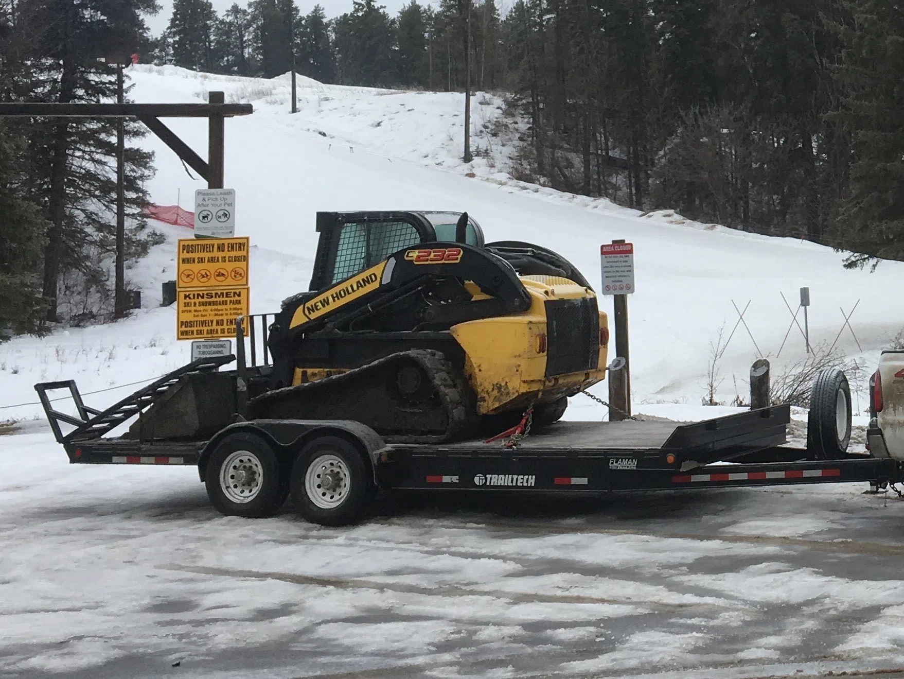 Looking for tips to find skid steer and trailer stolen from Prince