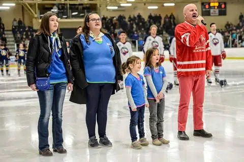 Mooseheads Anthem Singer Peter Baylis Performs O'Canada In Yarmouth