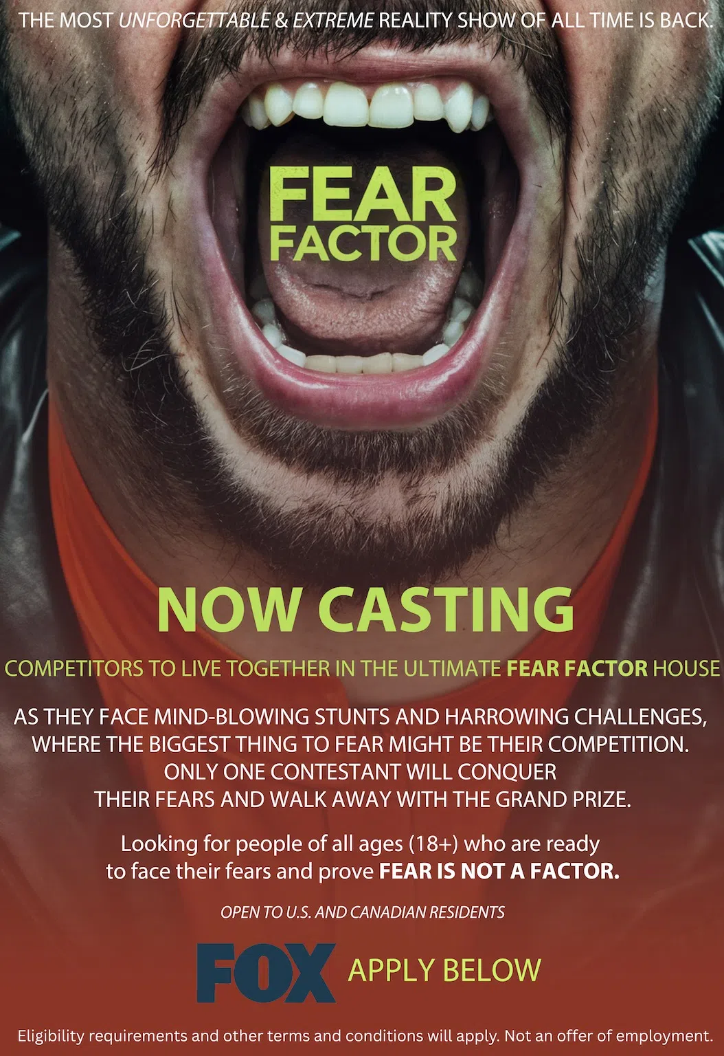 Fear Factor is back & you can apply to be on the show!