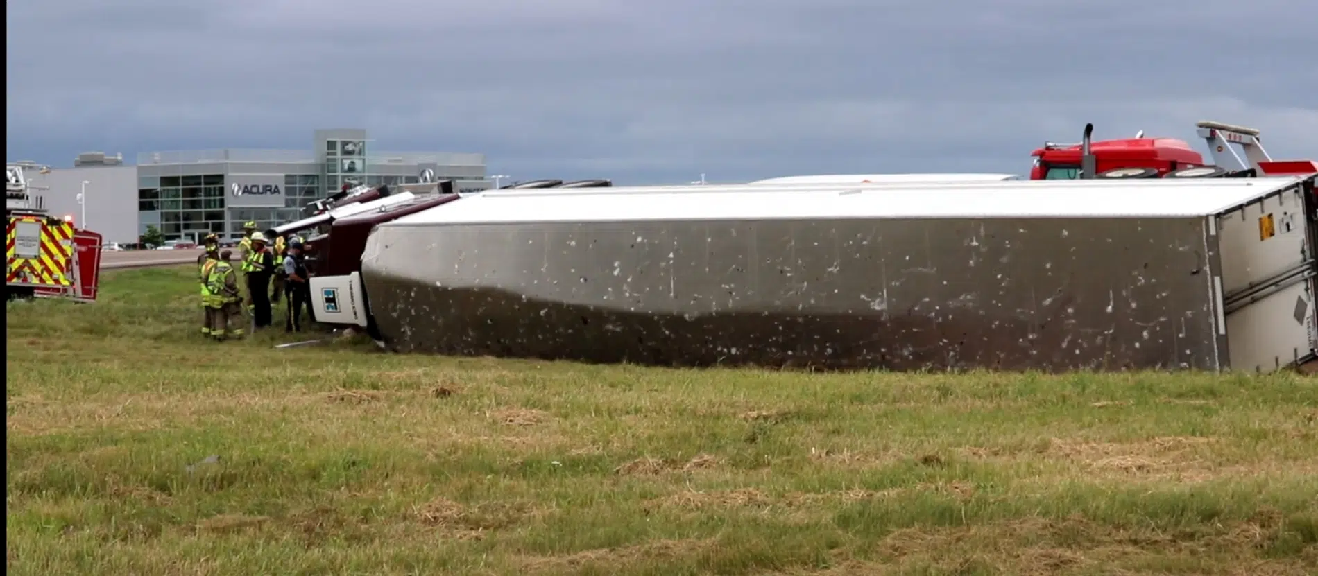 Tractor Trailer Full Of Seafood Rolls Over In Dieppe
