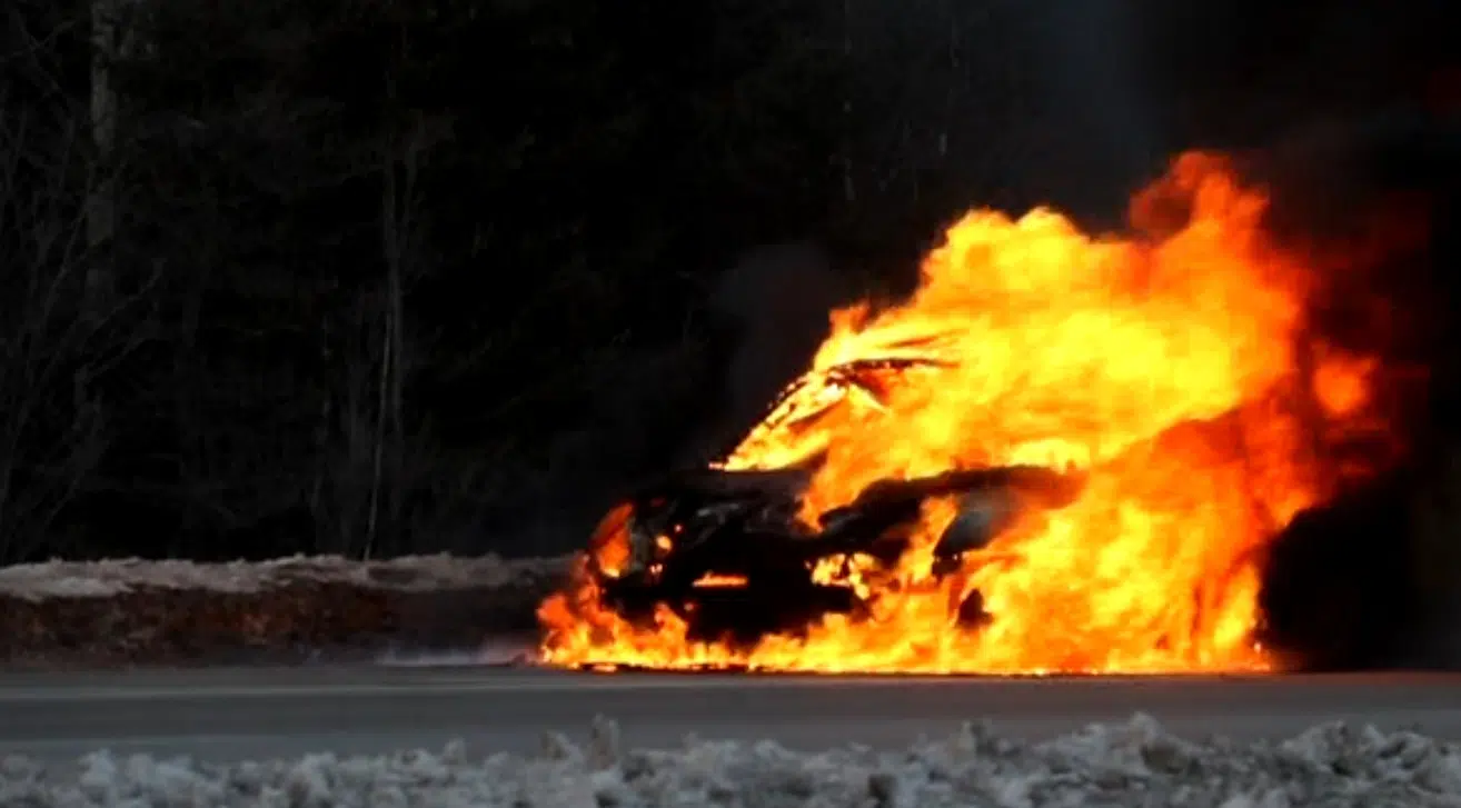 Driver Escapes Unharmed Before Car Bursts Into Flames