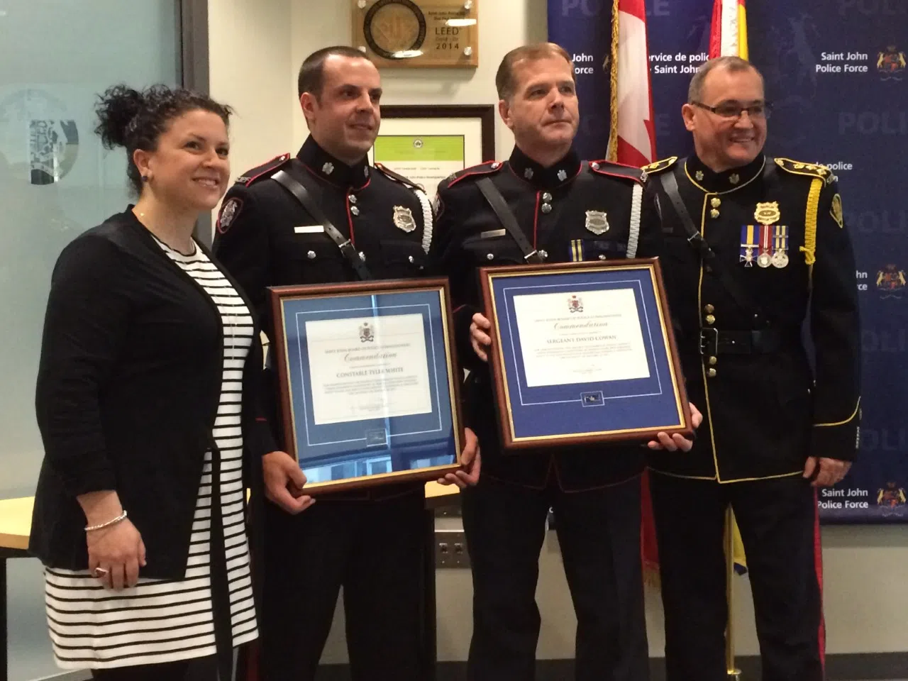 Two Saint John Police Officers Receive Gold Commendation Awards For Bravery