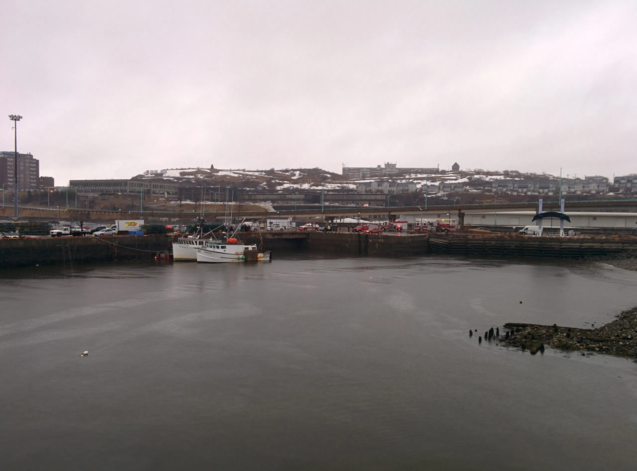 Police And Fire Department Converge At Long Wharf