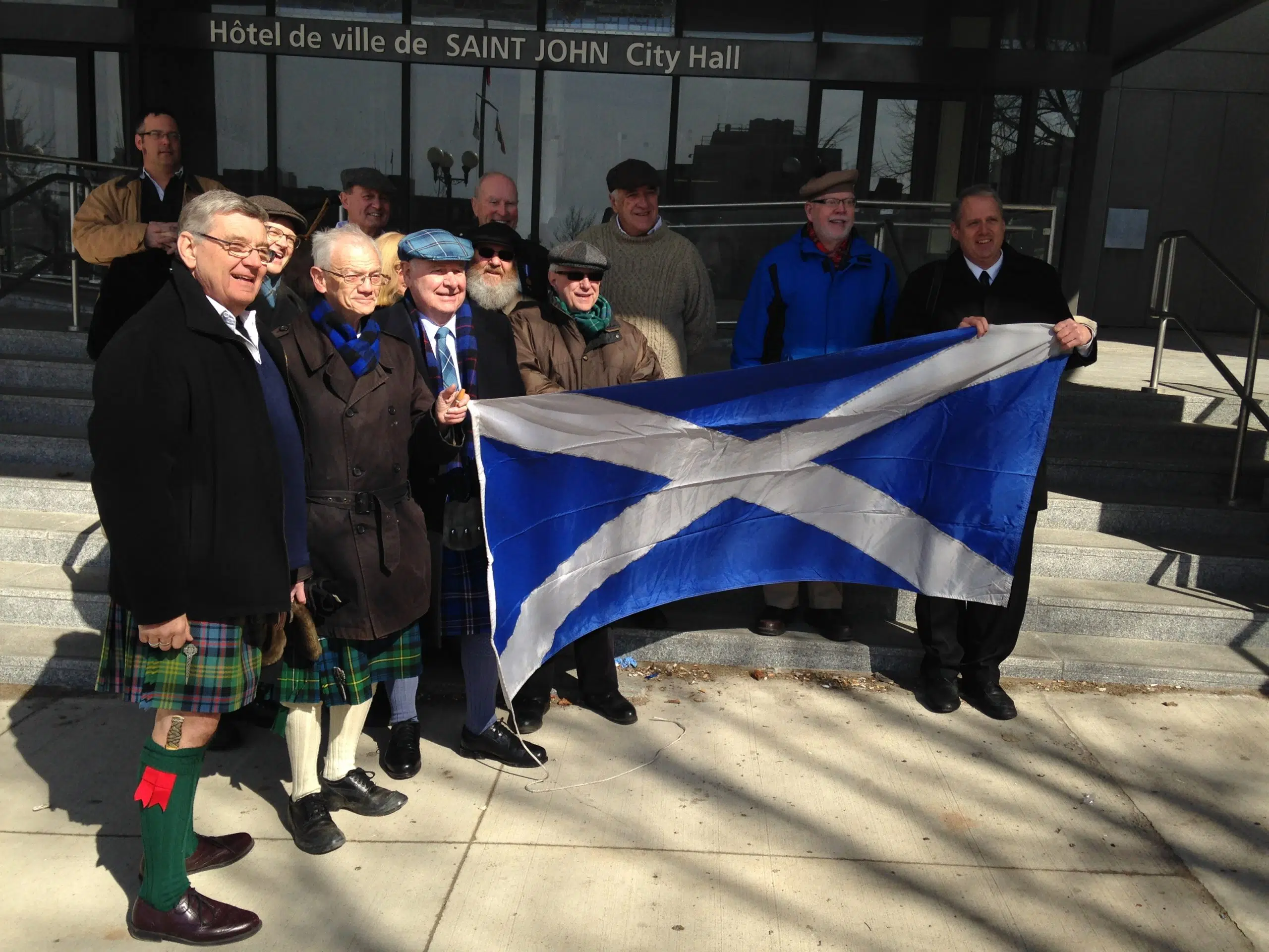 Tartan Day Flag Raising Outside City Hall