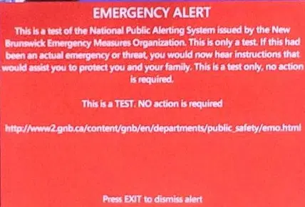 N.B. Alert Ready System Testing Today