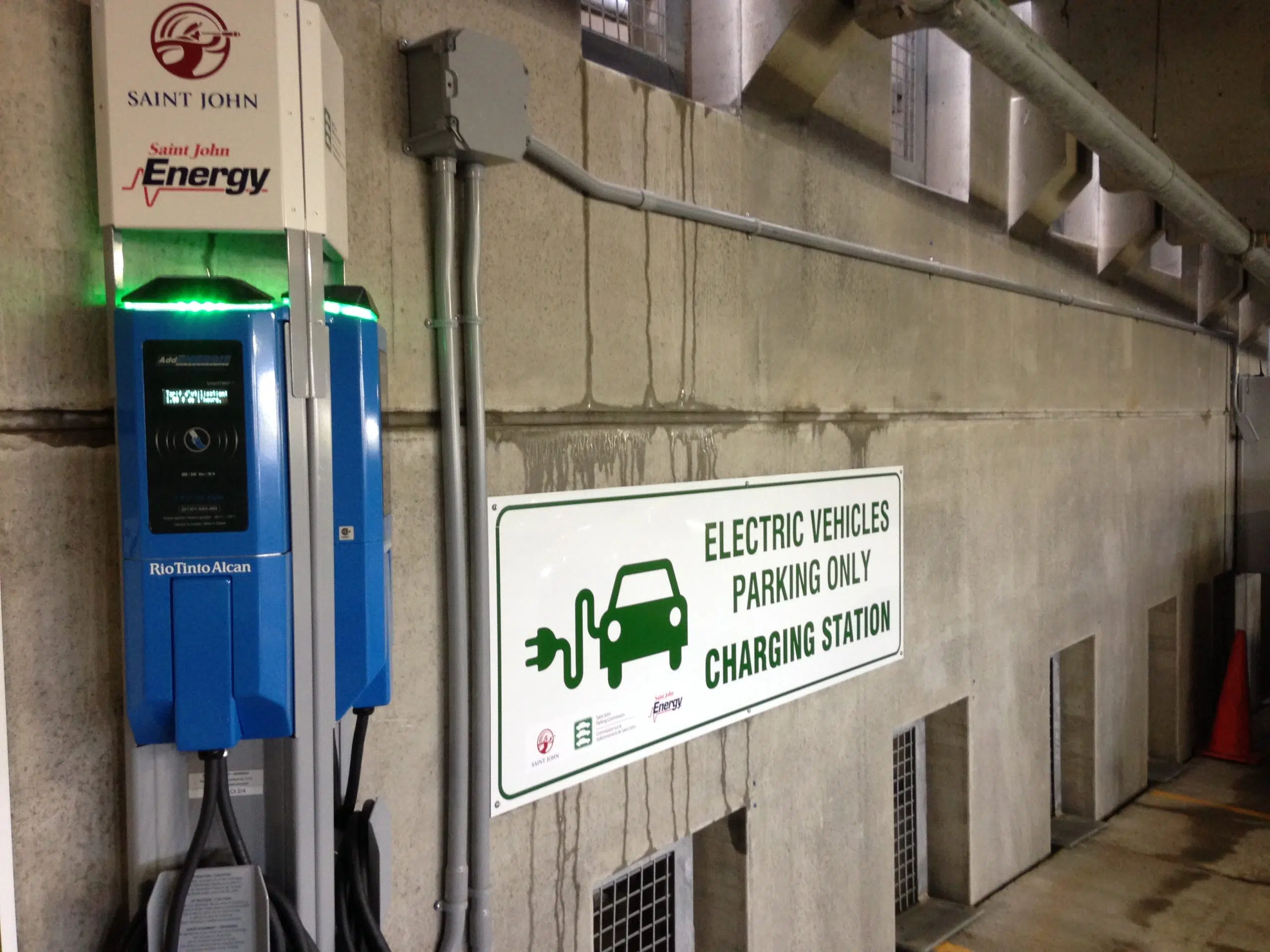 Two Electric Vehicle Charging Stations Installed In Peel Plaza Parking Garage