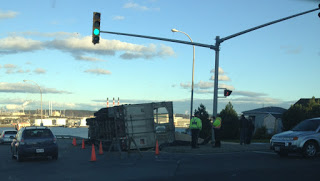 Transport Flips Over On Causeway