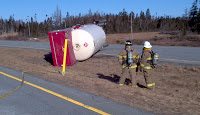 Propane Truck Flips On Highway