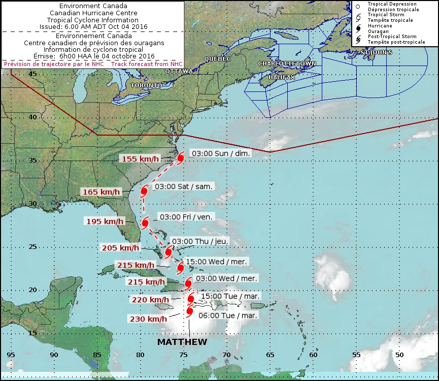 Hurricane Matthew Over Haiti - Still Possible To Hit Maritimes Over Thanksgiving