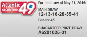 Atlantic 49 GUARANTEED Prize Sold In Saint John