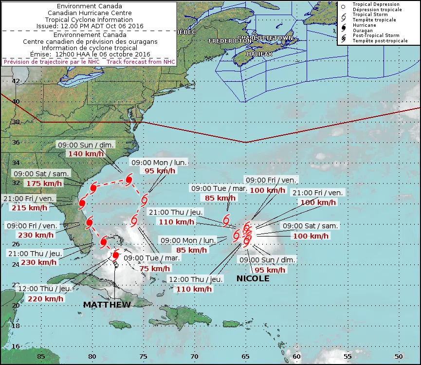 Maritimes Forecasted To Be Spared From Hurricane Matthew