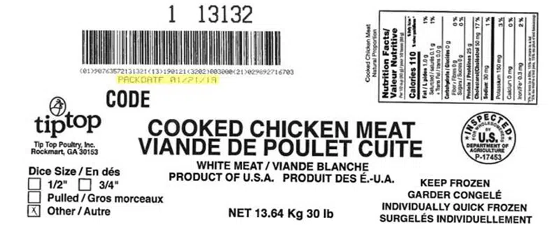 Huge Recall For Diced Cooked Chicken Products