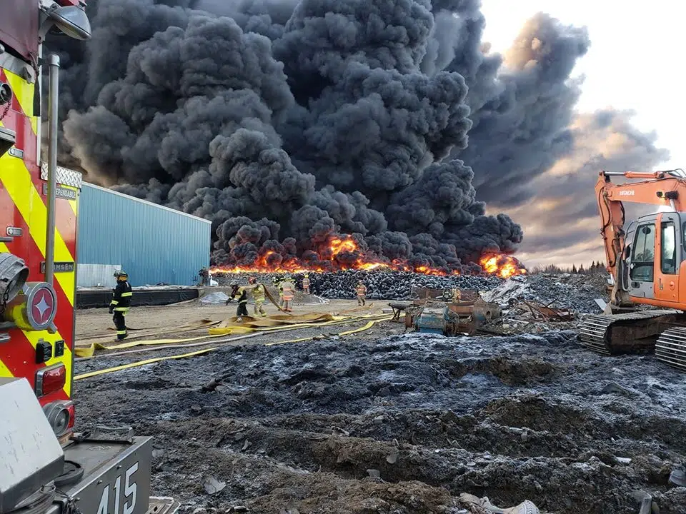 Fire Still Burning At Minto Tire Recycling Facility