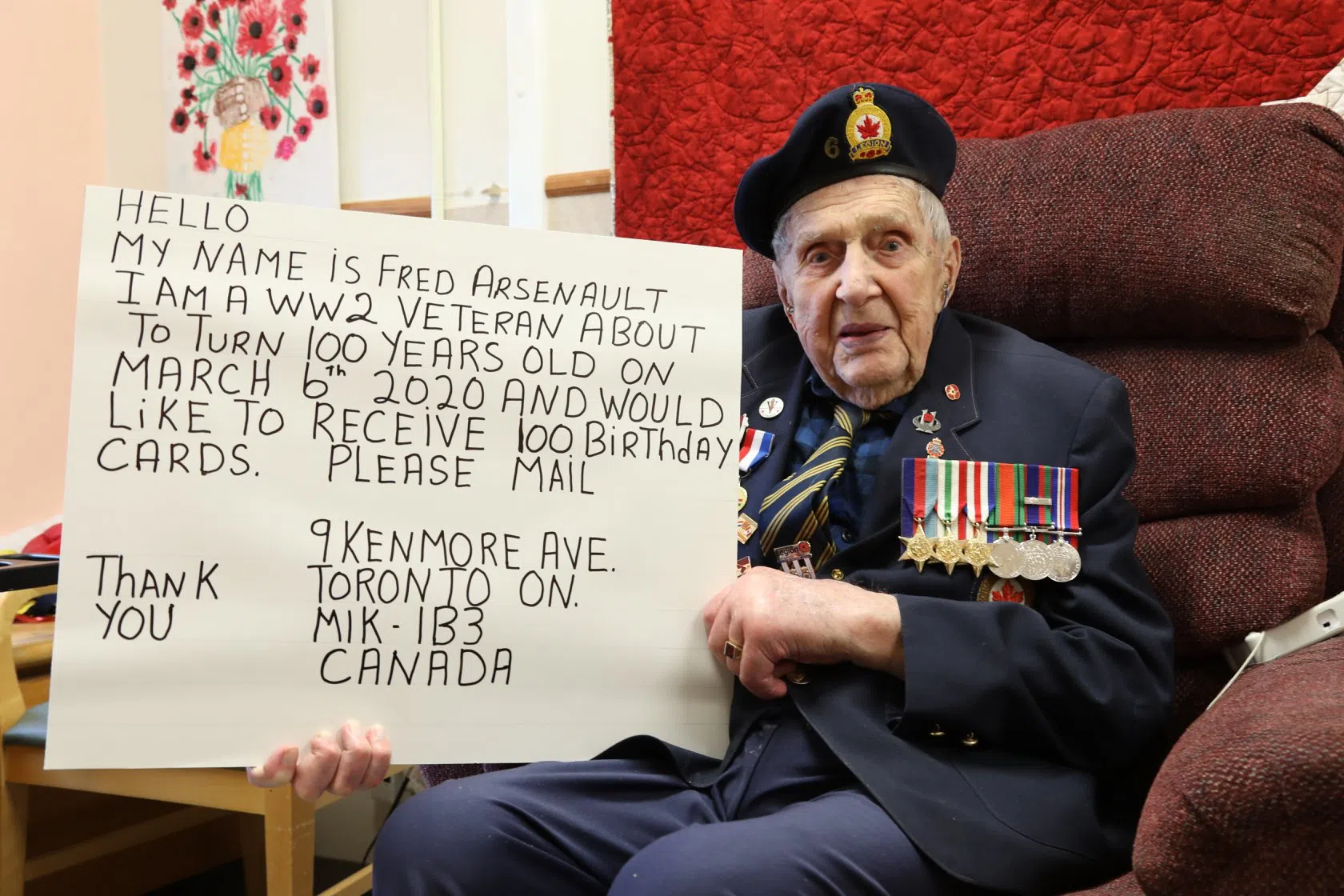 Second World War Vet Asks To Receive Cards For 100th Birthday