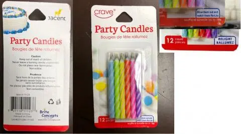 Re-Igniting Party Candles Recalled