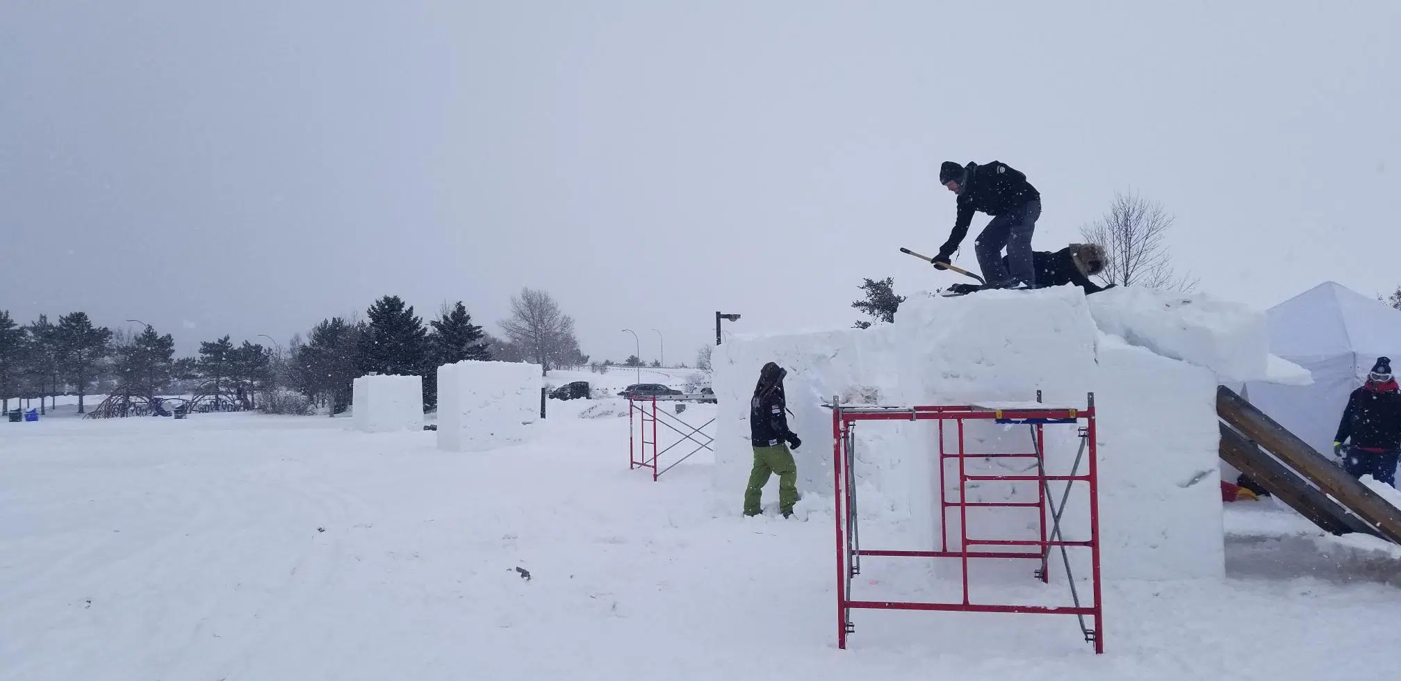 Snow Sculptures Taking Shape