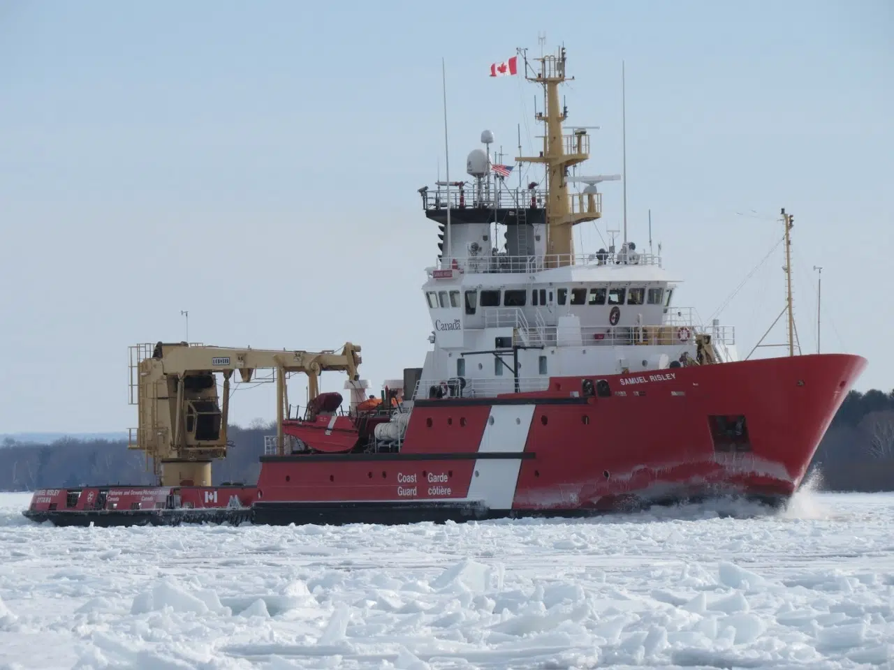 Ice-Breaker Working At Thunder Bay