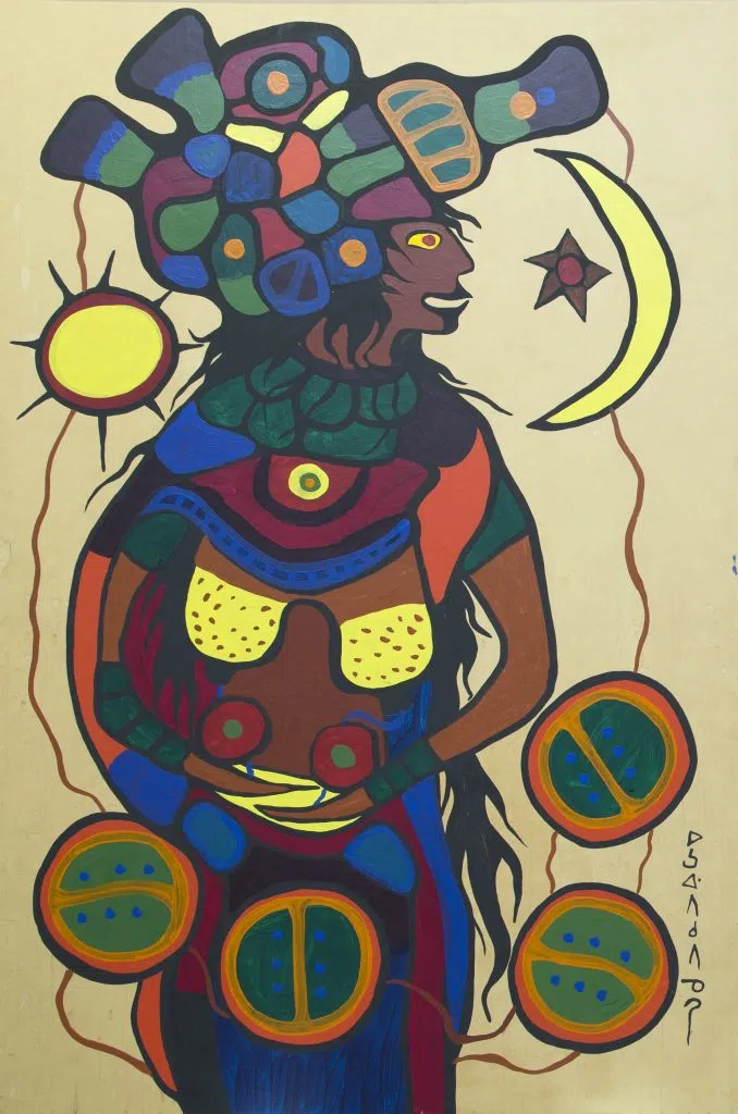 Norval Morrisseau Demi-God Figure 2, circa 1971 acrylic on Kraft paper