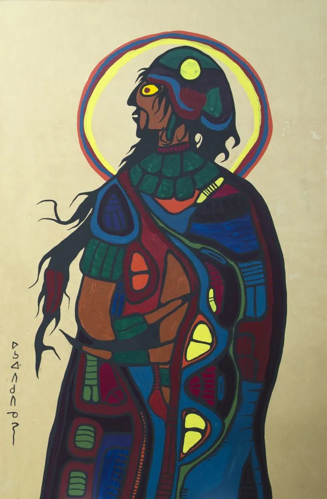 Norval Morrisseau Demi-God Figure 1, circa 1970 acrylic on Kraft paper