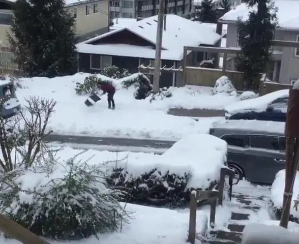 VIDEO: Shoveling With A Folding Chair?