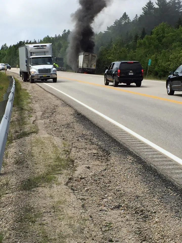 Tractor Trailer Catches Fire, Shuts Down Highway 103