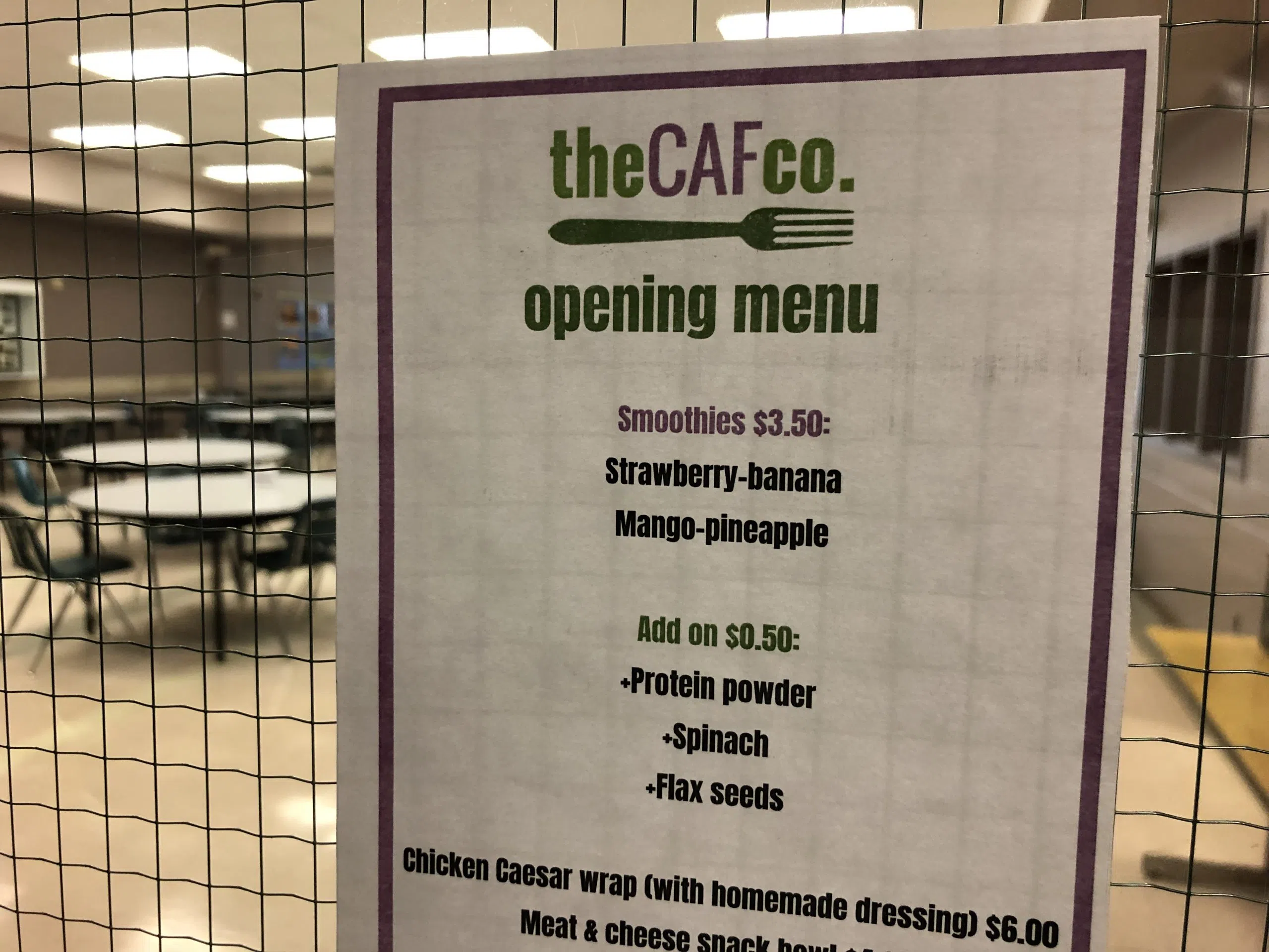 Cafeteria Now Open