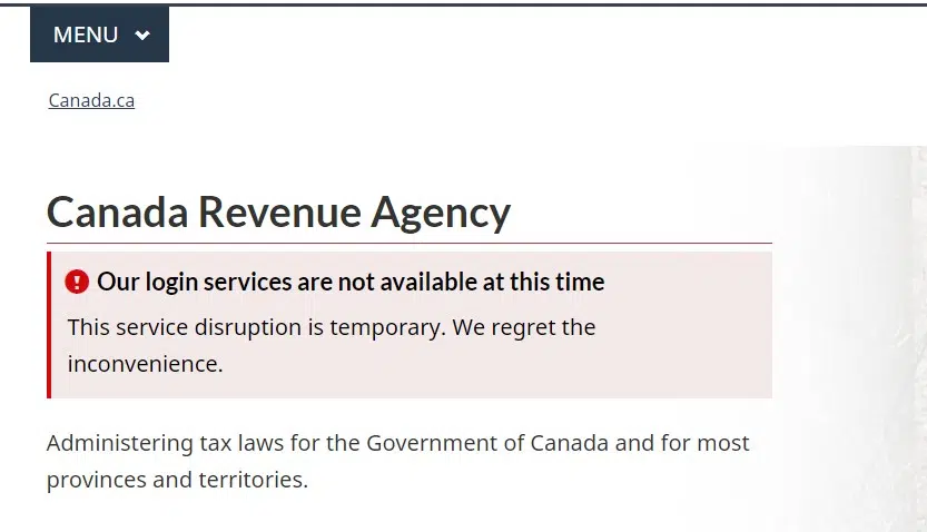 Canada Revenue Agency Websites Shut Down