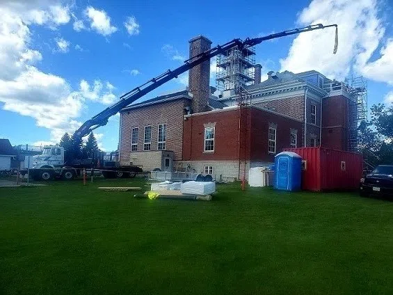 Hoisting For The Roofers At The Fort Frances Courthouse