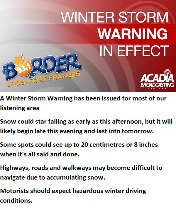 WINTER STORM WARNING - MARCH 21ST 2023