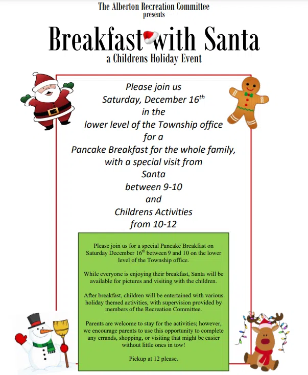 Alberton Recreation Committee "Breakfast With Santa" CFOB 93.1 The