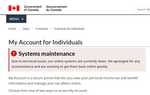 CRA Website Down