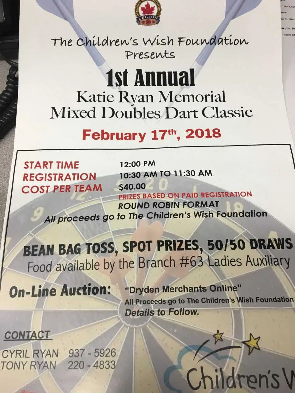 Fundraising Memorial Darts Tournament In Dryden February 17th