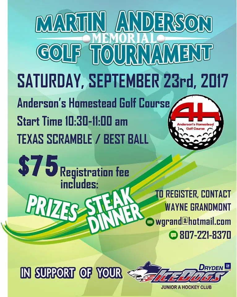 Ice Dogs Hosting Martin Anderson Memorial Golf Tournament