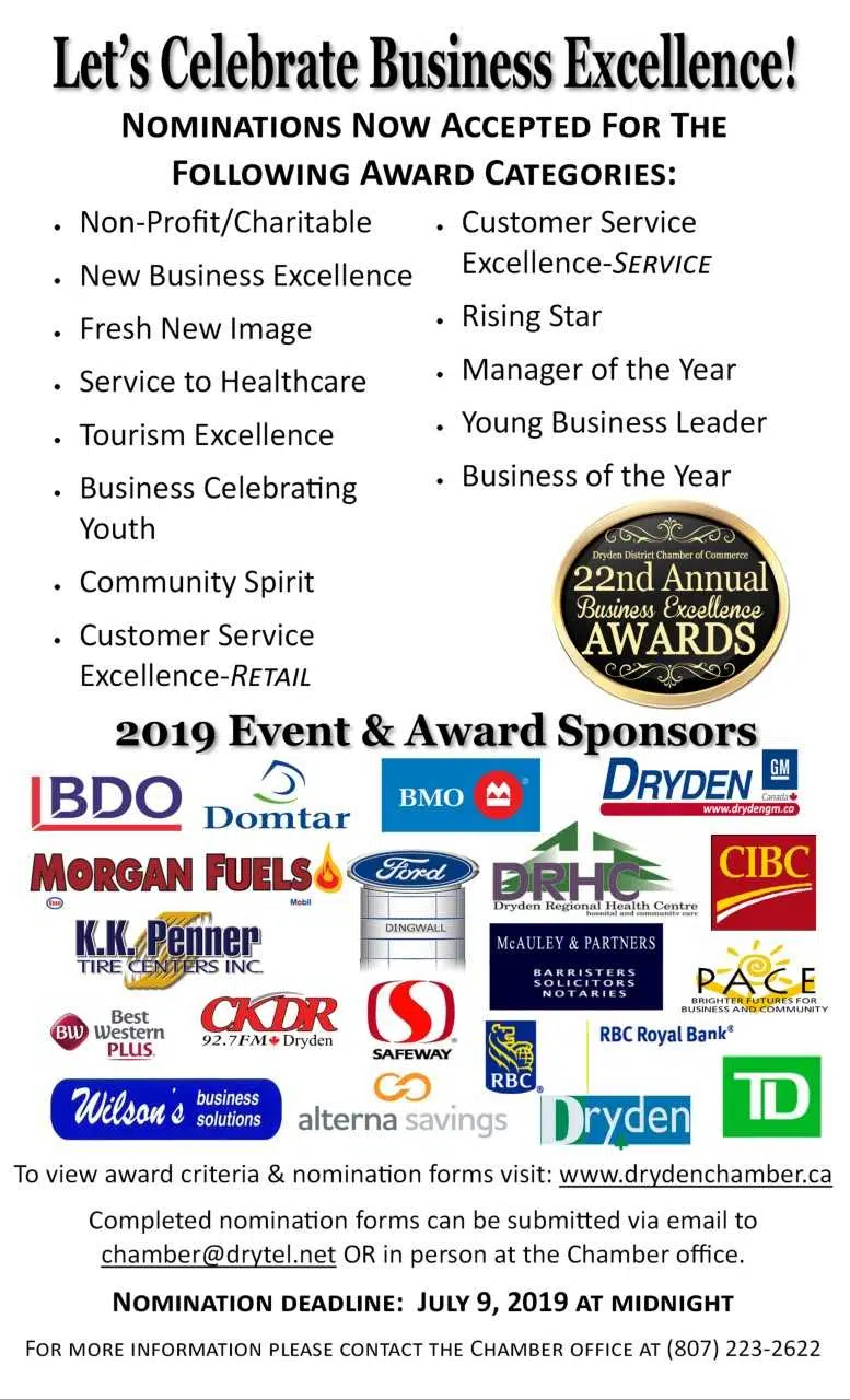 Nominate Someone Today For Dryden Business Awards