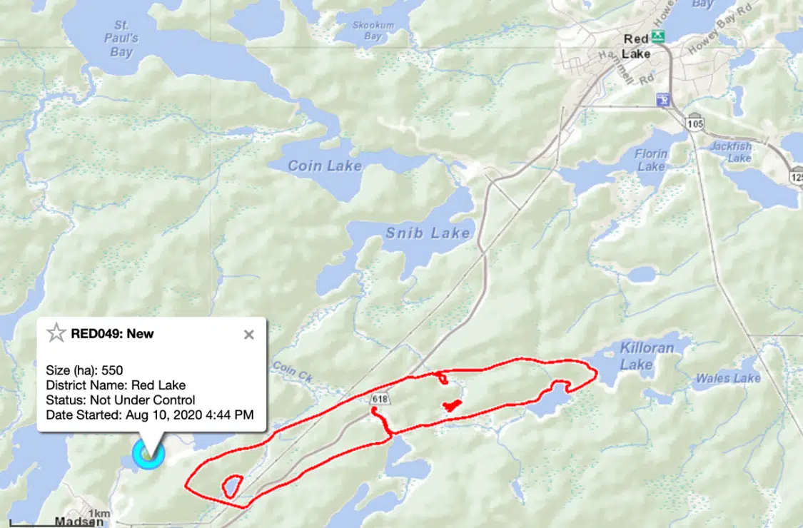 Red Lake Fire Details 8 pm Tuesday 11 Aug 2020