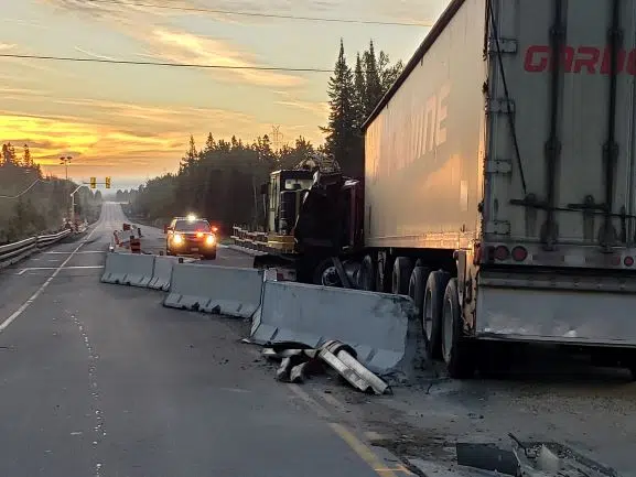 Single Semi Crash on Highway 11 By Thunder Bay