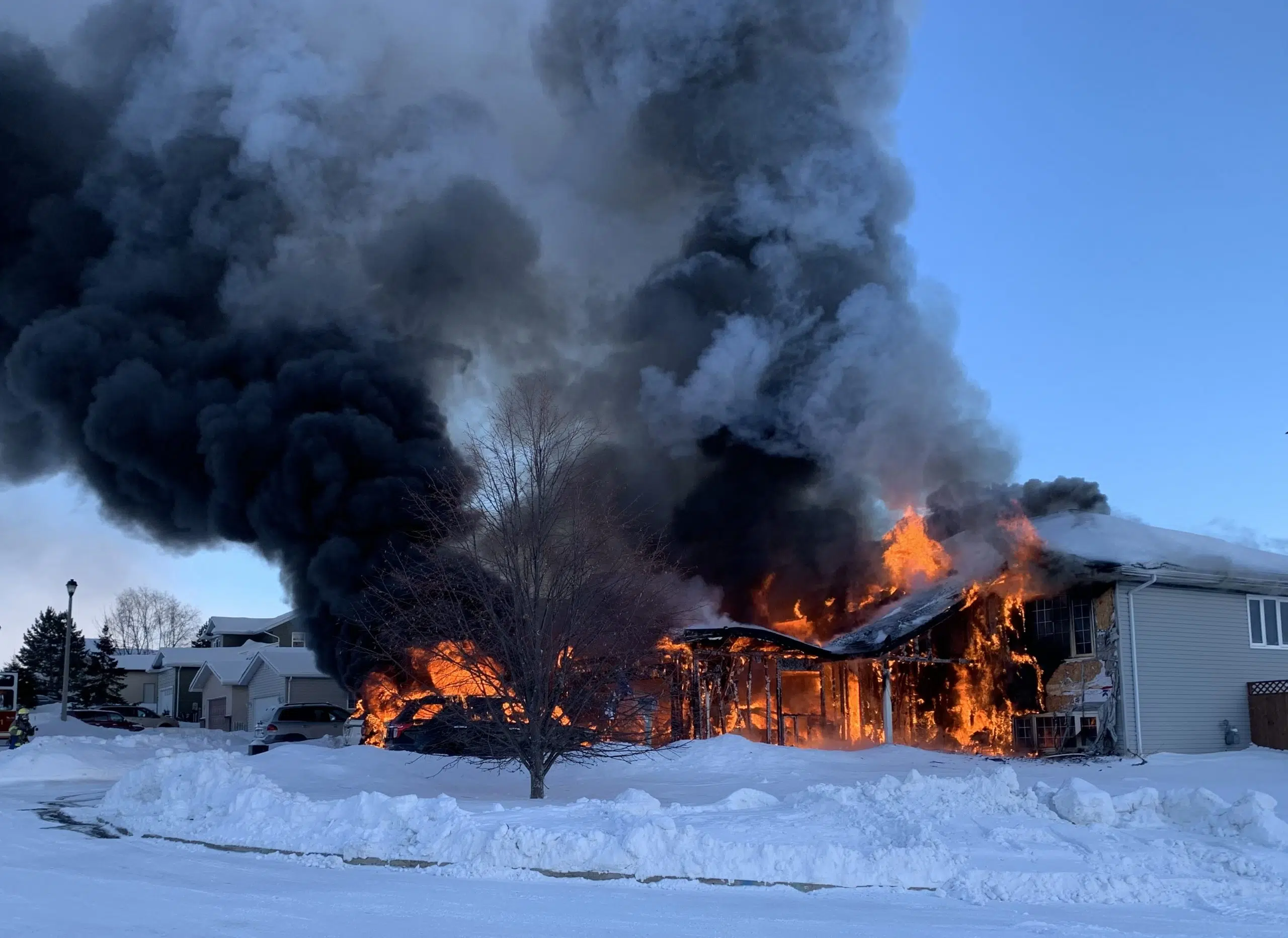 Dryden Fire Service Fighting House Fire On Kerney Hill Court