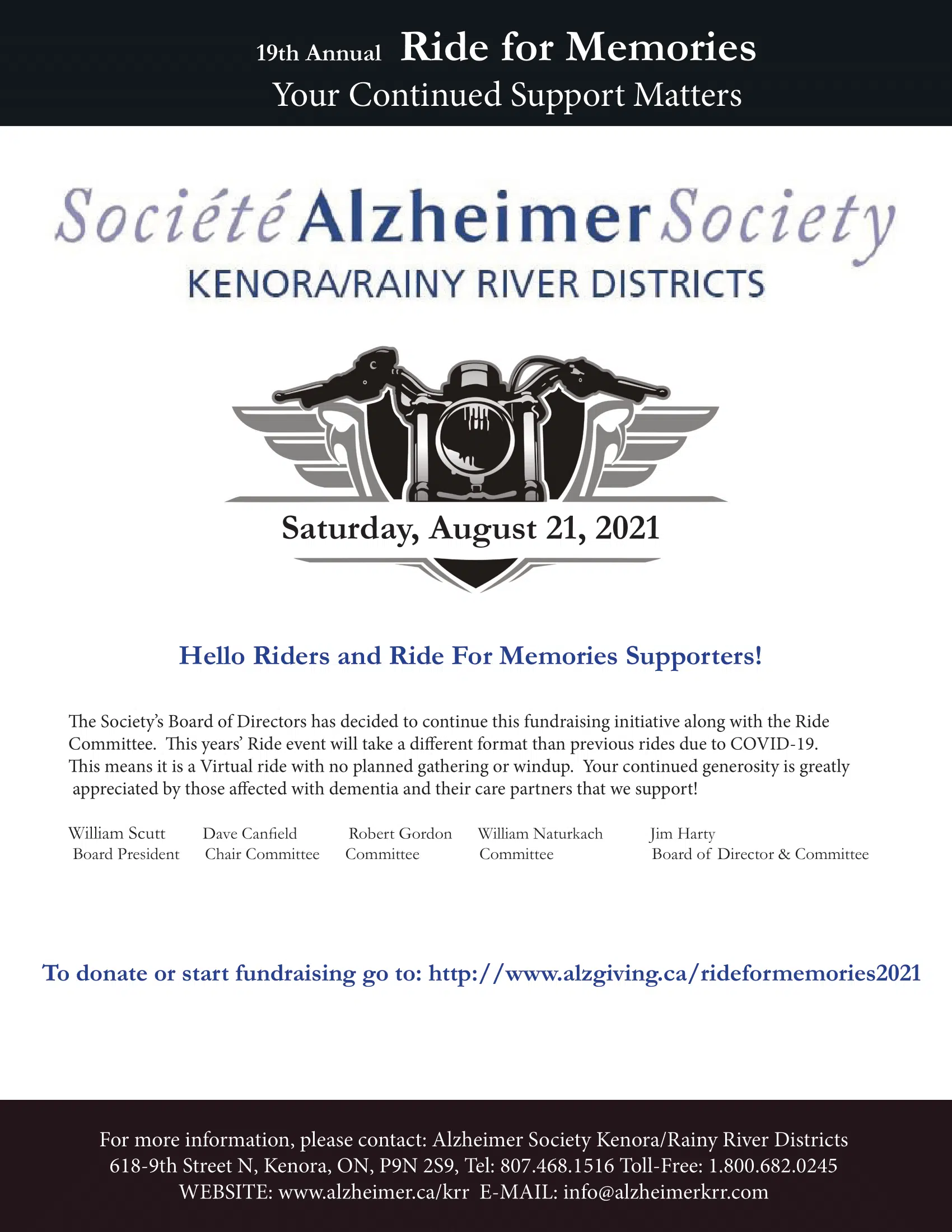 Fundraising Underway For Virtual Alzheimer's Ride For Memories