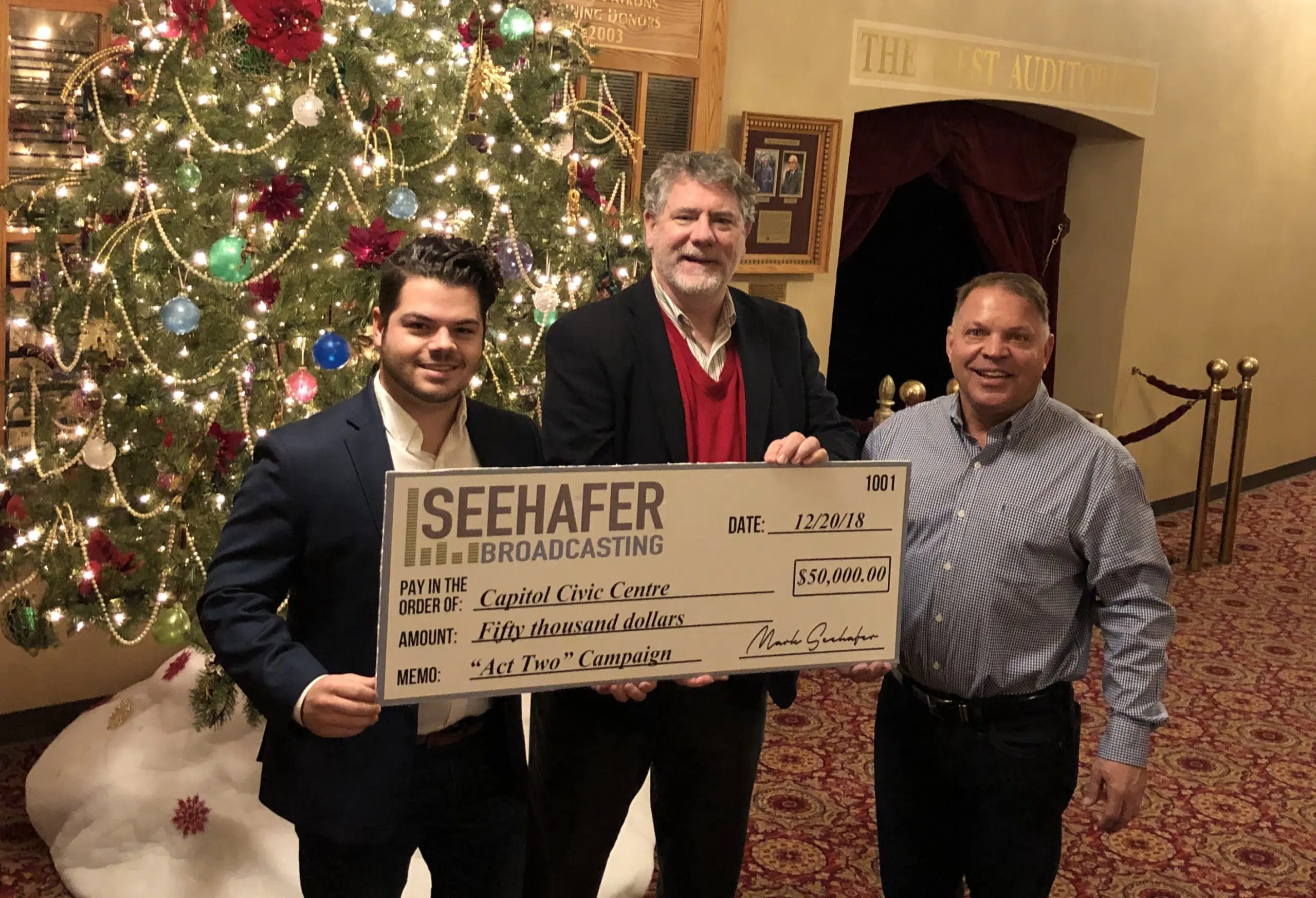 Seehafer Broadcasting President on Capitol Civic Center Act 2 Donation
