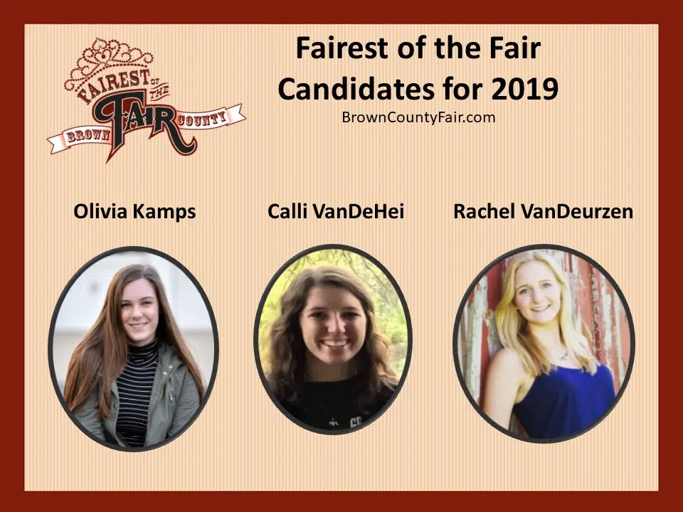Candidates for 2019 Brown County Fairest of the Fair position & Gala Invite