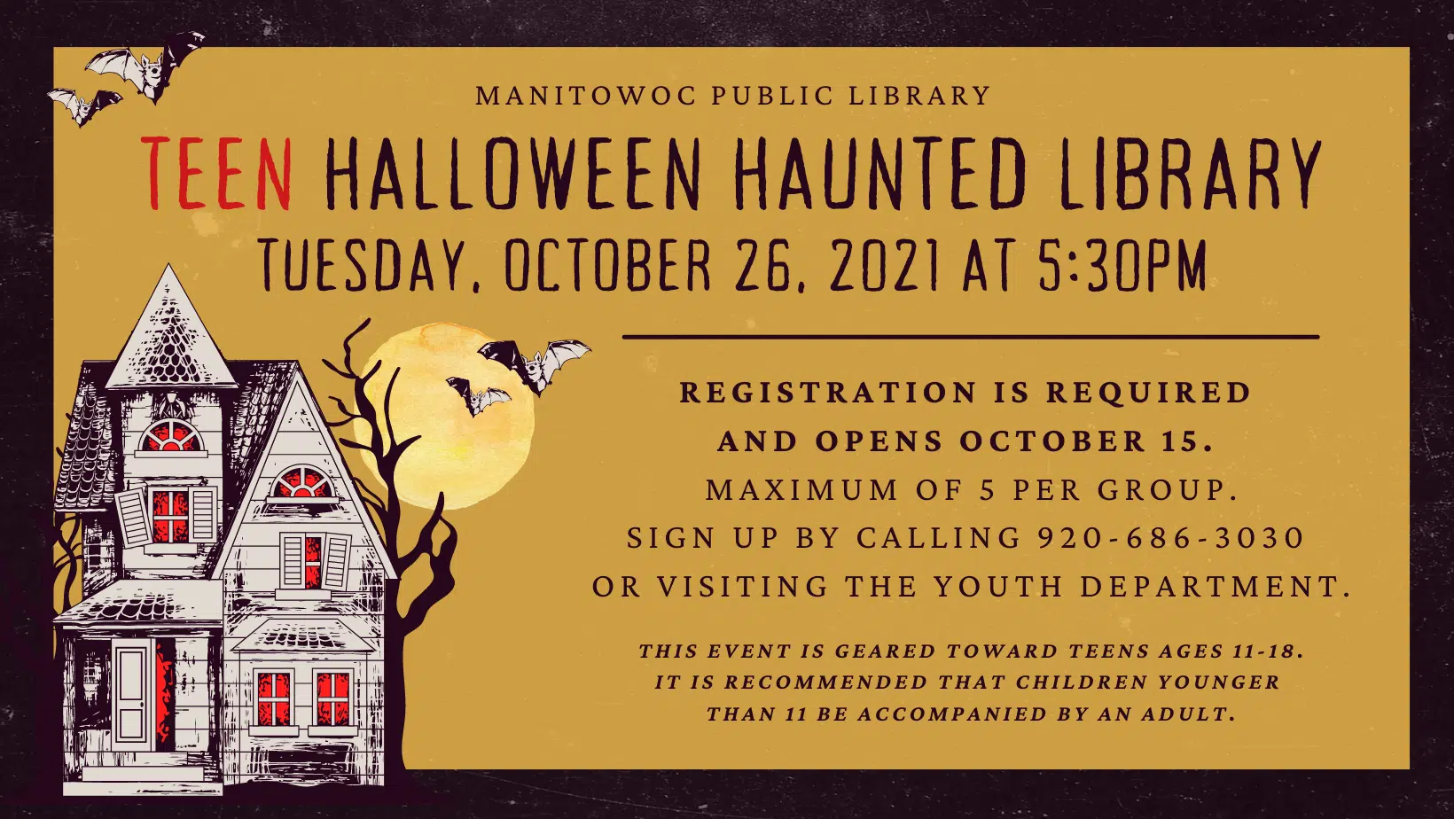 Manitowoc Public Library to Host Teen Haunted Library