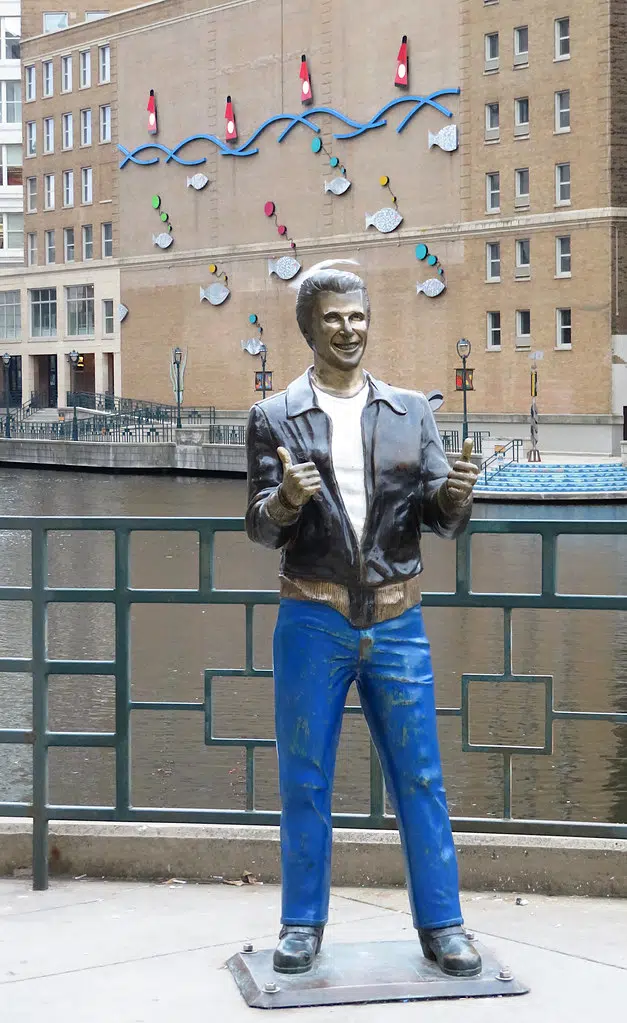 Where's the Bronze Fonz on Milwaukee's Riverwalk?