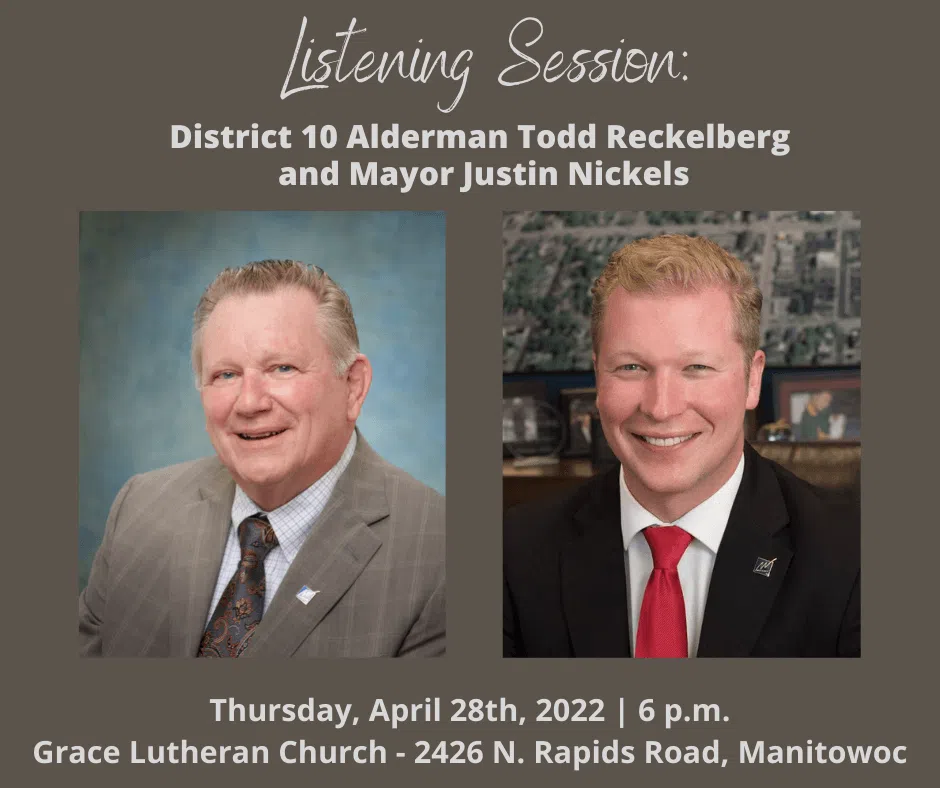 Manitowoc Mayor and 10th District Alderman to Host a Listening Session Today