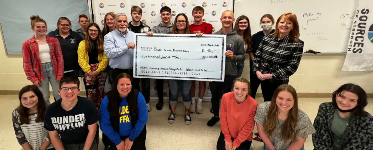 Valders Student Group Donates Funds to Help "Smash Out Suicide"