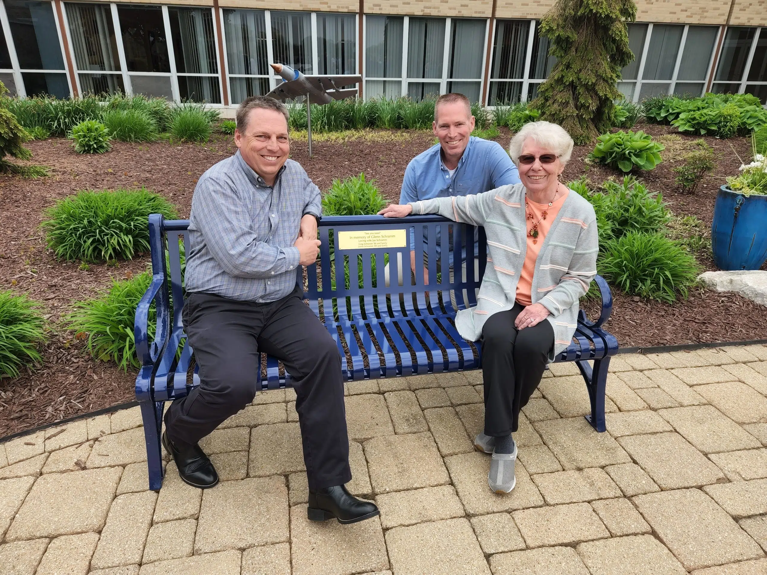 Family Donates Bench to Roncalli High School in Honor of Their Father/Husband