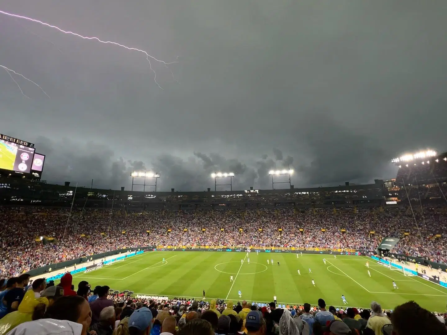 Weather Interrupts History-Making First-Ever Pro Soccer Match At Lambeau Field