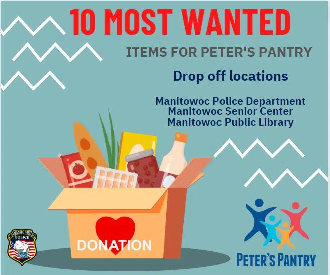 Manitowoc Police Department Collecting Food Items for Peter's Pantry