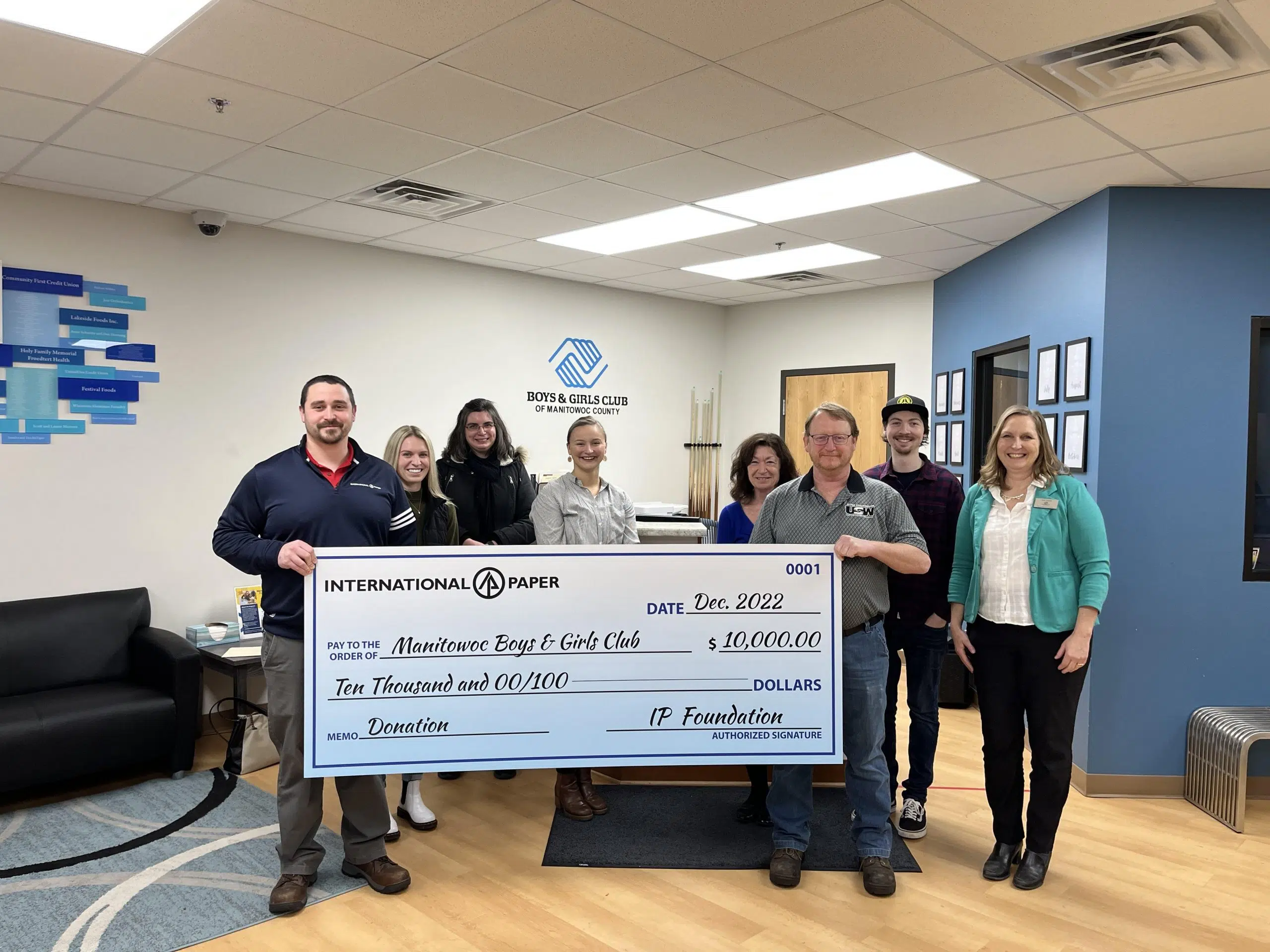 Boys & Girls Club of Manitowoc County Receives International Paper Foundation Grant
