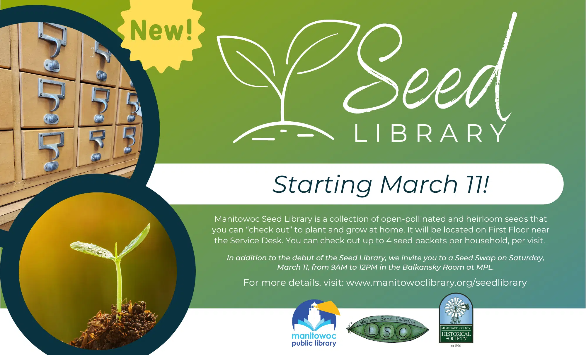 Seed Library Debuts at the Manitowoc Public Library This Weekend